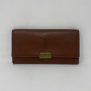 Fossil Brown Leather Folding Wallet